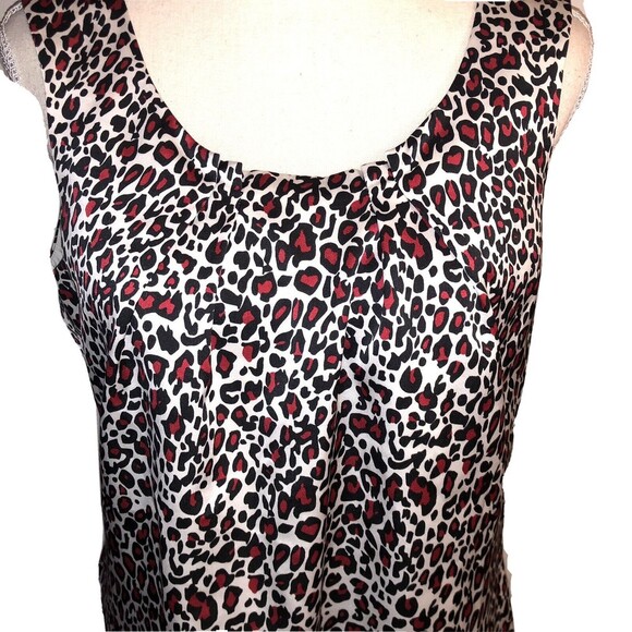 Tahari Arthur S. Levine Red Leopard Animal Print Sleeveless Tank Top Sz M - Picture 2 of 4